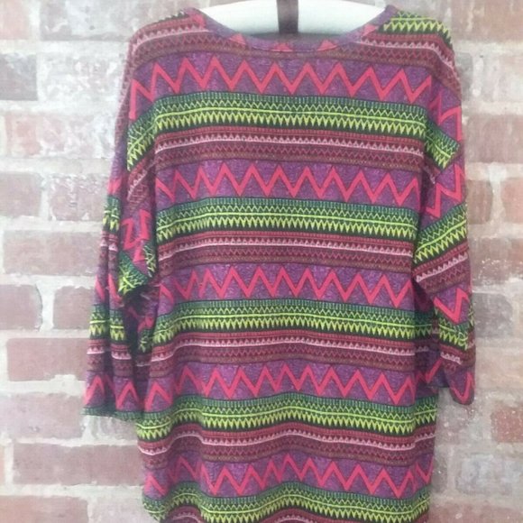 IT'S Multicolor Purple Red Black Boho Aztec Tunic Top Shirt Women Plus Size 1X - Picture 8 of 13